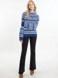 IZIA Damen Pullover in marine - Ausschnitt: Troyerkragen