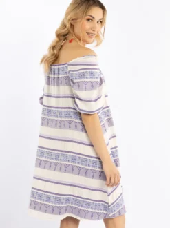 IZIA Damen Sommerkleid in lila - Ausschnitt: Carmen