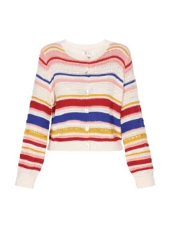 IZIA Damen Strickjacke in ecru - Ausschnitt: Rundhals