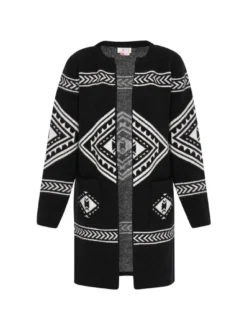 IZIA Damen Strickjacke in schwarz - Ausschnitt: Rundhals