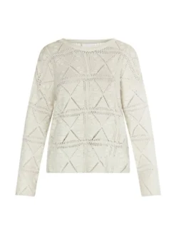 IZIA Damen Strickpullover in weiß - Ausschnitt: Rundhals