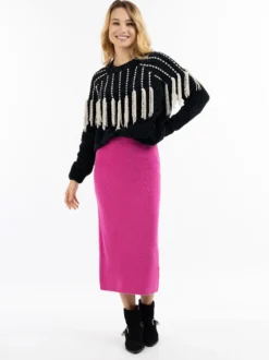 IZIA Damen Strickrock in pink - Länge: mittel