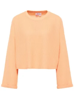 IZIA Damen Sweatshirt in orange - Ausschnitt: Rundhals