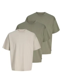 Jack & Jones Herren T-Shirt - Barron Tee im 3er-Pack in mehrfarbig