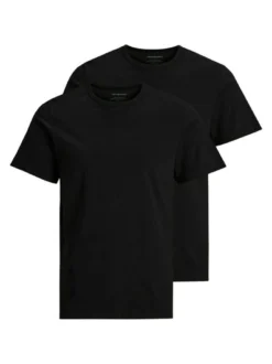 Jack & Jones Herren T-Shirt - 2er Pack Basic in schwarz