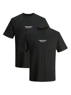 Jack & Jones Herren T-Shirt - 2er Pack Jorvesterbro in schwarz