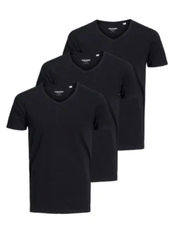 Jack & Jones Herren T-Shirts im 3er-Pack in schwarz