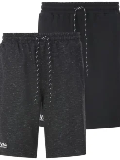 Jan Vanderstorm Herren Doppelpack Sweatbermuda - JORNRIK in schwarz