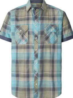 Jan Vanderstorm Herren Kurzarmhemd - KLENGT in beige blau
