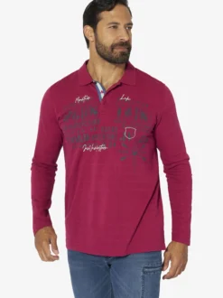 Jan Vanderstorm Herren Langarm-Poloshirt - MAKSE in rot