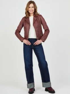 JCC Damen Lederjacke in rot