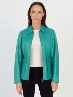 JCC Damen Lederjacke in türkis