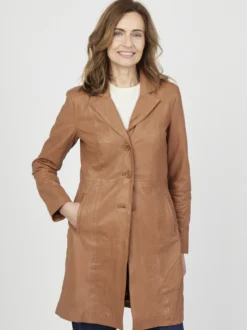 JCC Damen Ledermantel in cognac