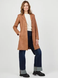 JCC Damen Ledermantel in cognac