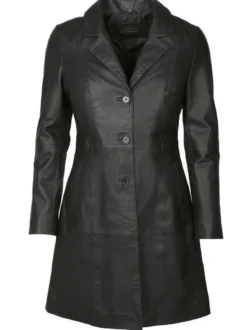 JCC Damen Ledermantel in schwarz