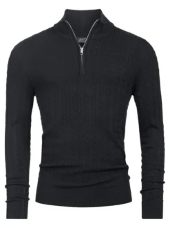 Jeff Herren Strickpullover - JFCamden half zip knit in schwarz