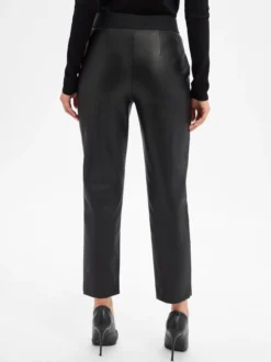 JOOP! Damen Kunstleder-Hose in schwarz - Länge: verkürzt
