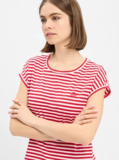 JOOP! Damen T-Shirt - Tulia in rot weiß - Ärmel: kurzarm