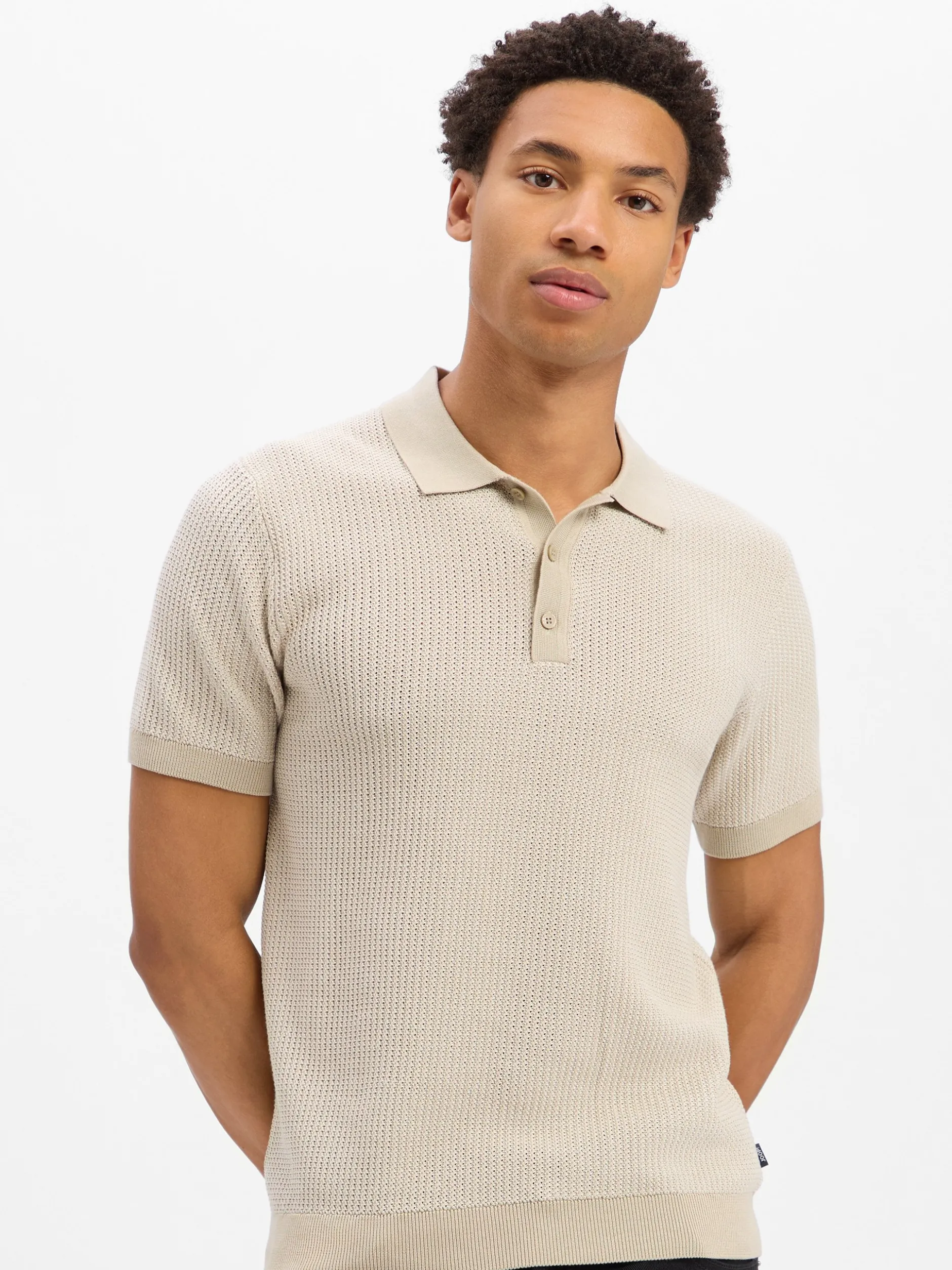 JOOP! Herren Strick-Poloshirt - Brianoro in beige