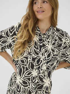 Kaffe Damen Hemdblusenkleid KAhildur in schwarz