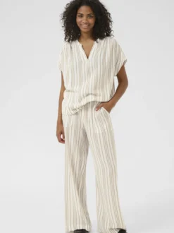 Kaffe Damen Hose KAmilia Hohe Taille in weiß