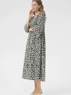 Kaffe Damen Kleid BPviolet Elastische Taille in grau