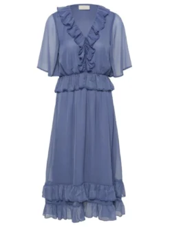 Kaffe Damen Kleid KAdemi Elastische Taille in blau