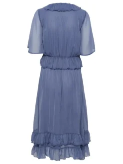 Kaffe Damen Kleid KAdemi Elastische Taille in blau