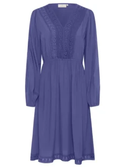 Kaffe Damen Kleid KAfreia Elastische Taille in blau