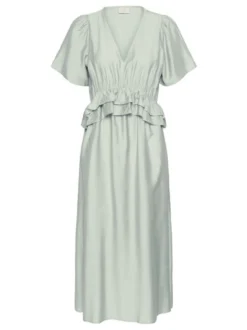Kaffe Damen Kleid KAjasmin Elastische Taille in grün