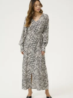 Kaffe Damen Kleid KAjodie in schwarz ecru