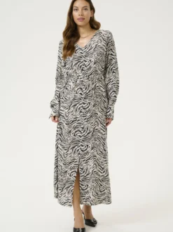 Kaffe Damen Kleid KAjodie in schwarz ecru