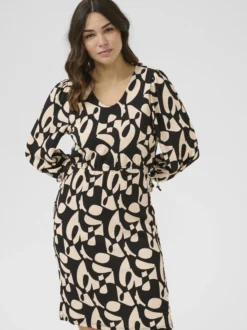 Kaffe Damen Kleid KAkatrine in schwarz beige