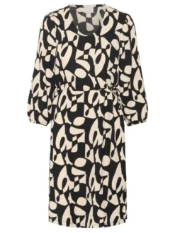 Kaffe Damen Kleid KAkatrine in schwarz beige
