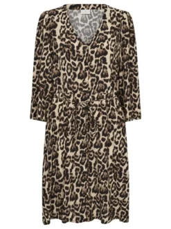 Kaffe Damen Kleid KApedra Elastische Taille in beige schwarz