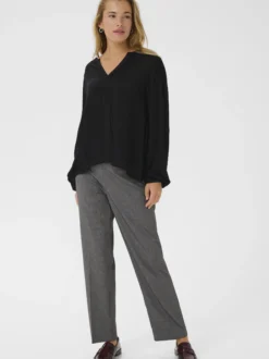 Kaffe Damen Langarm-Bluse KAstine in schwarz