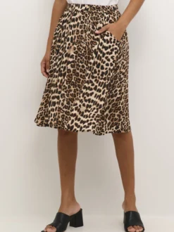 Kaffe Damen Rock KAamber Elastische Taille in beige schwarz