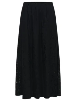 Kaffe Damen Rock KAnomi Elastische Taille in schwarz