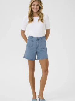 Kaffe Damen Shorts KAsarah Hohe Taille in blau