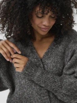 Kaffe Damen Strickjacke KAcuba in grau