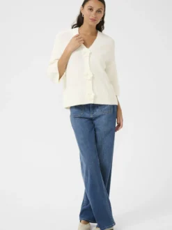 Kaffe Damen Strickjacke KArosie in ecru