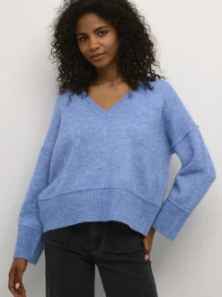 Kaffe Damen Strickpullover KAfridana in blau