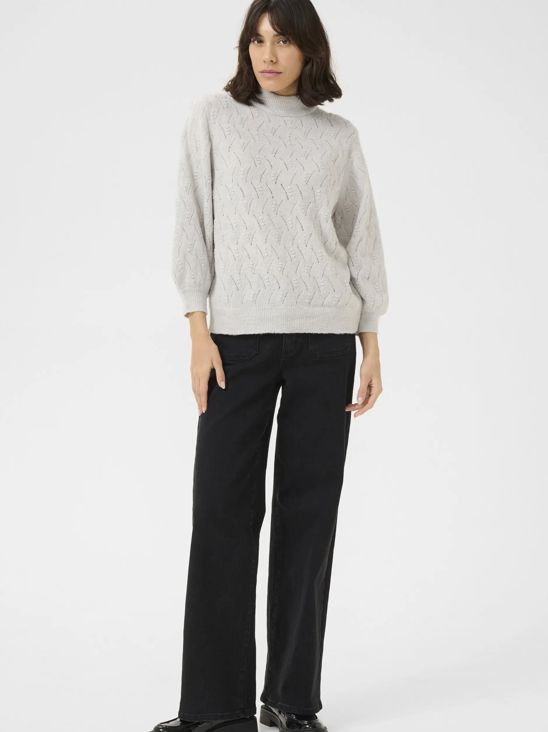 Kaffe Damen Strickpullover KArita in grau