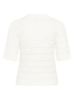 Kaffe Damen Strickpullover KAkaren in weiß