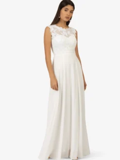Kraimod Damen Abendkleid in weiß - Ausschnitt: U-Boot