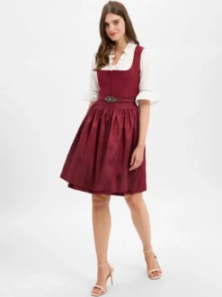 Krüger Dirndl Damen Dirndl in bordeaux - Ärmel: ohne Arm