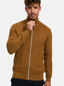 Kronstadt Herren Strickjacke - KSCarlo Zip in braun