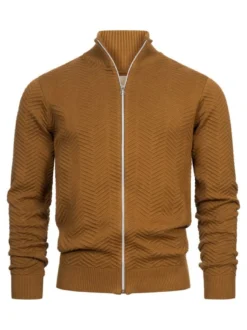 Kronstadt Herren Strickjacke - KSCarlo Zip in braun