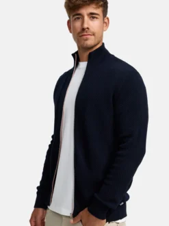 Kronstadt Herren Strickjacke - KSErik Zip in blau