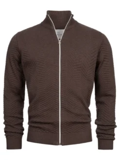 Kronstadt Herren Strickjacke - KSCarlo Zip in braun